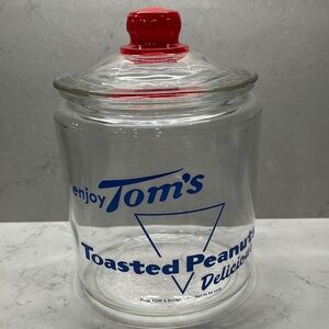 Vintage Tom's Toasted Peanuts peanut jar with lid